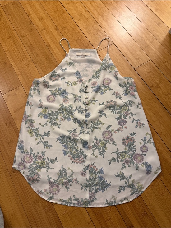 LOFT Tops - LOFT White Floral Halter Camisole with Pastel Blooms